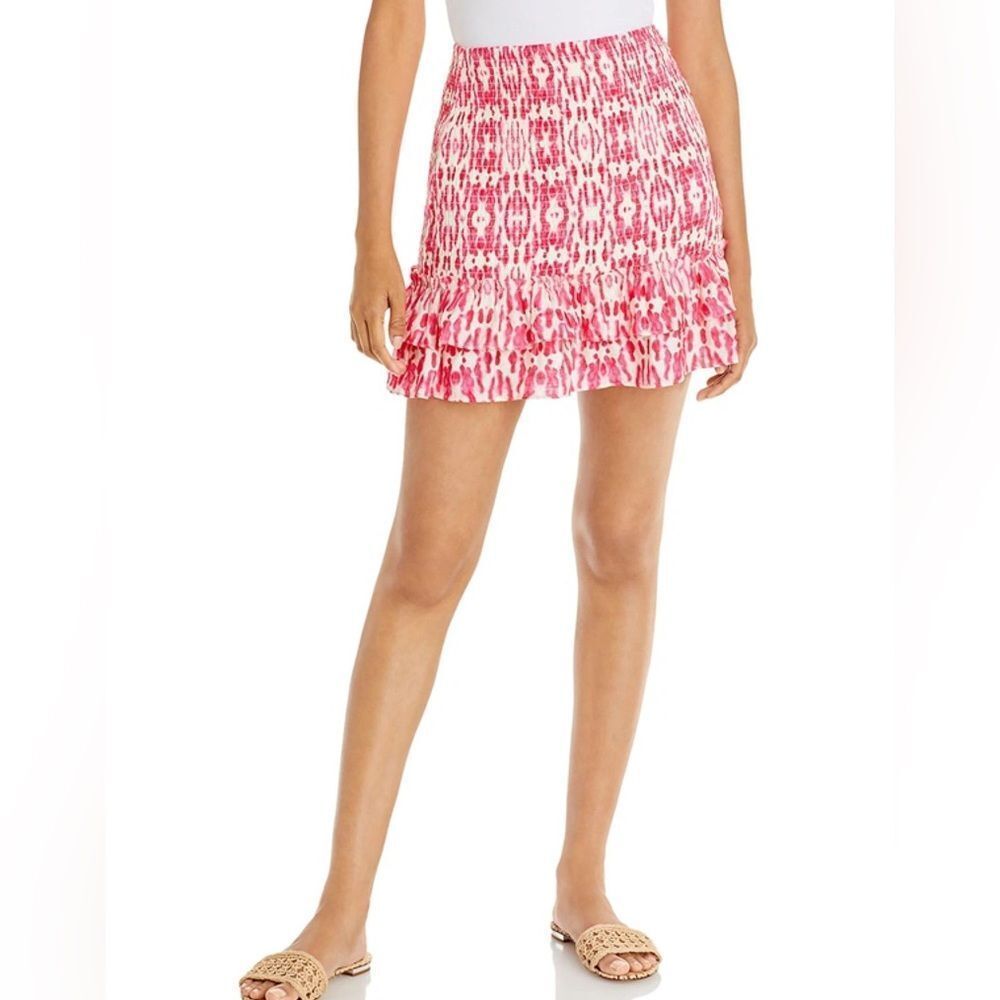 Aqua Smocked Printed Mini Skirt NEW NWT